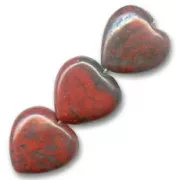 Beads Poppy Jasper hearts bead 14 mm x4