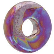 Heishi bead ceramic rondelle 15 mm Iridescent Petrol x1