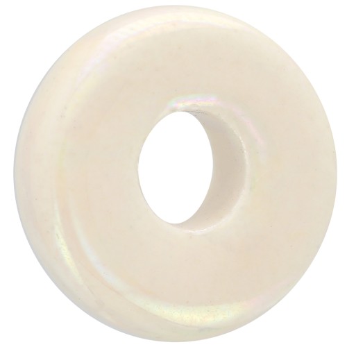Heishi bead ceramic rondelle 15 mm Cream iridescent x1