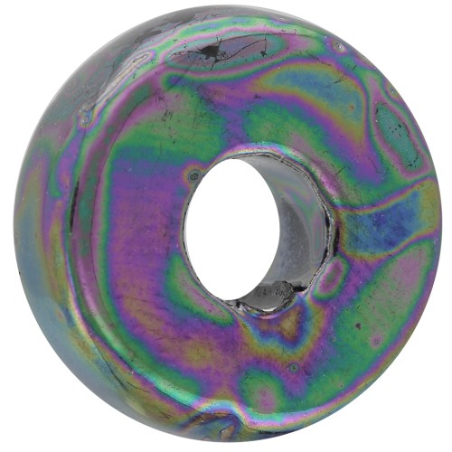 Ceramics rondelle 15mm Iridescent Black petrol