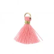 Imitation cotton tassel for DIY jewelry 12 mm Light Peach / Golden Jumpring x1