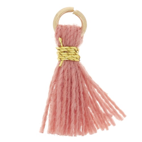 Imitation cotton tassel for DIY jewelry 12 mm Sienna / Golden Jumpring x1