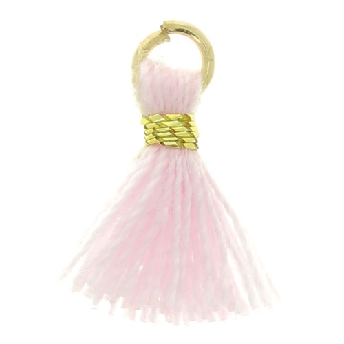 Imitation cotton pompom for DIY jewelry 10 mm - Rose Gold fastening x1