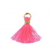 Imitation cotton tassel for DIY jewelry 12 mm Neon Pink / Golden Jumpring x1|raw }}