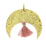 Imitation cotton tassel for DIY jewelry 12 mm Neon Pink / Golden Jumpring x1