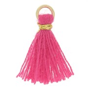 Imitation cotton tassel for DIY jewelry 12 mm Fuchsia / Golden Jumpring x1