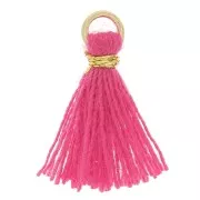 Fuschia - Imitation cotton tassel for DIY jewelry 12 mm Fuchsia / Golden Jumpring x1 Imitation cotton tassel for DIY jewelry 12 mm Fuchsia / Golden Jumpring x1