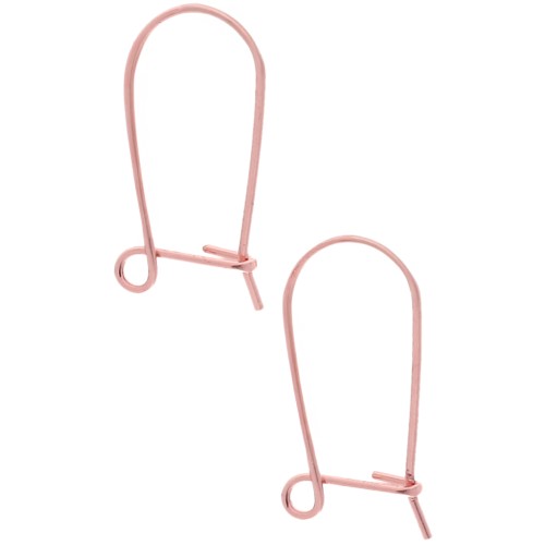 Hook earrings sleeper brass wire 17 mm - Rose Gold x2