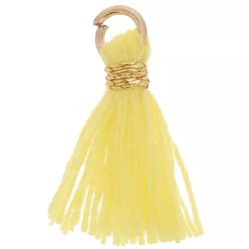 Imitation cotton tassel for DIY jewelry creation 12 mm Yellow / Golden Jumpring x1
