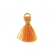 Imitation cotton tassel for DIY jewelry creation 12 mm Orange / Golden Jumpring x1|raw }}