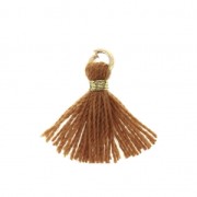 Imitation cotton tassel for DIY jewelry 12 mm Light Brown / Golden Jumpring x1|raw }}