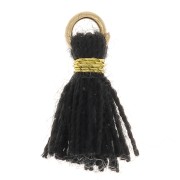 Imitation cotton tassel for DIY jewelry creation 12 mm Black / Golden Jumpring x1|raw }}