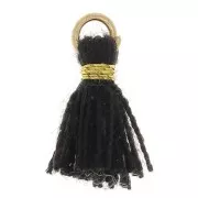 Black - Imitation cotton tassel for DIY jewelry creation 12 mm Black / Golden Jumpring x1 Imitation cotton tassel for DIY jewelry creation 12 mm Black / Golden Jumpring x1