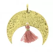 Imitation cotton tassel for DIY jewelry 12 mm Fir Green / Golden Jumpring x1