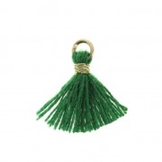 Imitation cotton tassel for DIY jewelry creation 12 mm Green / Golden Jumpring x1|raw }}