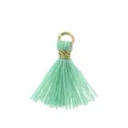 Watergreen - Imitation cotton tassel for DIY jewelry creation 12 mm Mint / Golden Jumpring x1 Imitation cotton tassel for DIY jewelry creation 12 mm Mint / Golden Jumpring x1