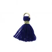 Imitation cotton tassel for DIY jewelry 12 mm Dark Blue / Golden Jumpring x1