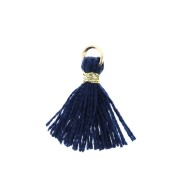 Imitation cotton tassel for DIY jewelry creation 12 mm Navy / Golden Jumpring x1