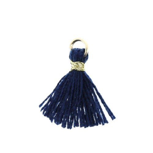 Imitation cotton tassel for DIY jewelry creation 12 mm Navy / Golden Jumpring x1
