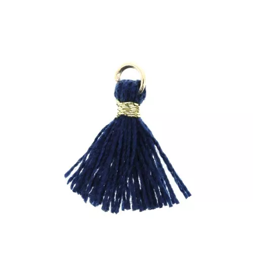 Imitation cotton tassel for DIY jewelry creation 12 mm Navy / Golden Jumpring x1