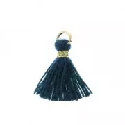 Imitation cotton tassel for DIY jewelry 12 mm Pigeon Blue / Golden Jumpring x1
