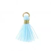Imitation cotton tassel for DIY jewelry 12 mm Light Blue / Golden Jumpring x1