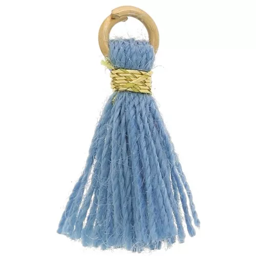 Imitation cotton tassel for DIY jewelry creation 12 mm Denim / Golden Jumpring x1