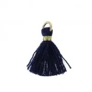 Imitation cotton tassel for DIY jewelry 12 mm Night Blue/Golden Jumpring x1
