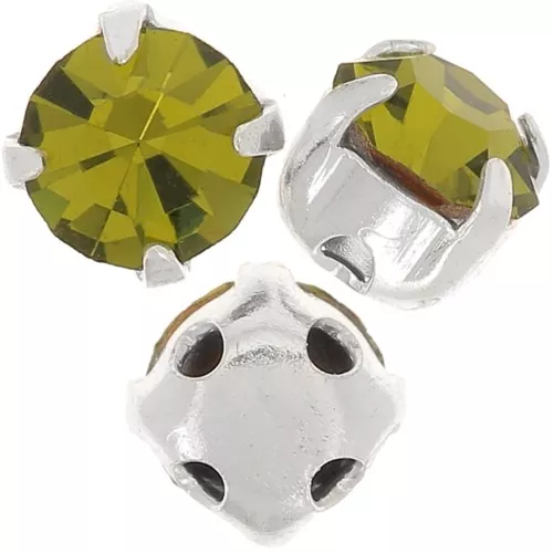 Chatons montés 4mm Light Olivine x10