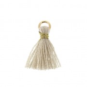 Imitation cotton tassel for DIY jewelry creation 12 mm Beige / Golden Jumpring x1|raw }}