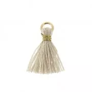 Beige - Imitation cotton tassel for DIY jewelry creation 12 mm Beige / Golden Jumpring x1 Imitation cotton tassel for DIY jewelry creation 12 mm Beige / Golden Jumpring x1