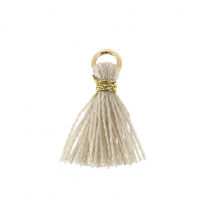Imitation cotton tassel for DIY jewelry creation 12 mm Beige / Golden Jumpring x1
