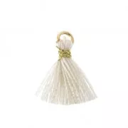 Imitation cotton tassel for DIY jewelry creation 12 mm Greige / Golden Jumpring x1