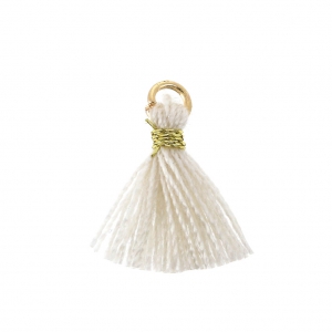 Imitation cotton tassel for DIY jewelry creation 12 mm Greige / Golden Jumpring x1