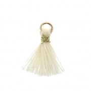Imitation cotton tassel for DIY jewelry creation 12 mm Cream / Golden Jumpring x1|raw }}