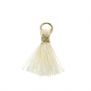 Imitation cotton tassel for DIY jewelry creation 12 mm Cream / Golden Jumpring x1