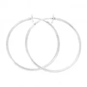 Earring hoops with clips - for not pierced ears - 35x1.6 mm - Fine silver plating x2