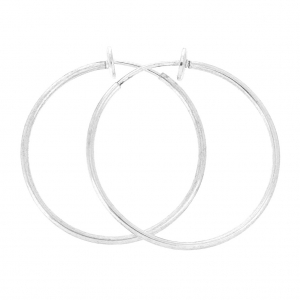 Earring hoops with clips - for not pierced ears - 35x1.6 mm - Fine silver plating x2