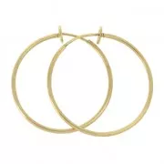 Earring hoops with clips - for not pierced ears - 35x1.6 mm - Fine Gold Platedx2
