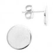 Pad earstuds 10 mm for DIY jewelery creation Silver Tone x2