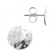 Hammered pad earstuds 10 mm for DIY jewelery creation Silver Tone x2