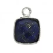 925 Sterling Silver Pendant 7 mm faceted gemstone / Lapis Lazuli x1