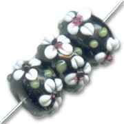 Flattened rounds 13mm Jet/Opaque White x4|raw }}