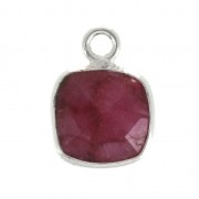 925 Sterling Silver Pendant 7 mm faceted gemstone / Imitation Ruby x1|raw }}