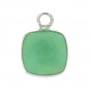 925 Sterling Silver Pendant 7 mm faceted gemstone / Chrysoprase x1|raw }}