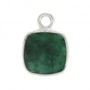 925 Sterling Silver Pendant 7 mm faceted gemstone / Imitation Emerald x1|raw }}