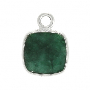 925 Sterling Silver Pendant 7 mm faceted gemstone / Imitation Emerald x1