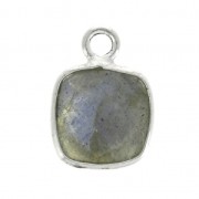 925 Sterling Silver Pendant 7 mm faceted gemstone / Labradorite x1|raw }}
