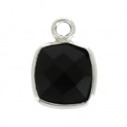 925 Sterling Silver Pendant 7 mm faceted gemstone / Black Onyx x1|raw }}