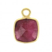 925 Sterling Silver Pendant 7 mm faceted gemstone Gold Plated imitation Rubis x1|raw }}